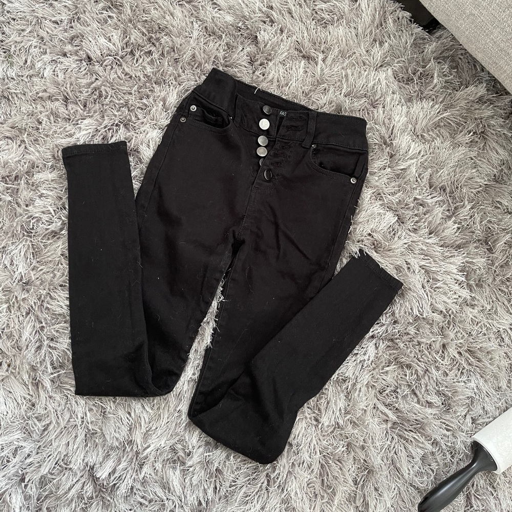 Euc Fashion nova black skinny high waste jeans 0